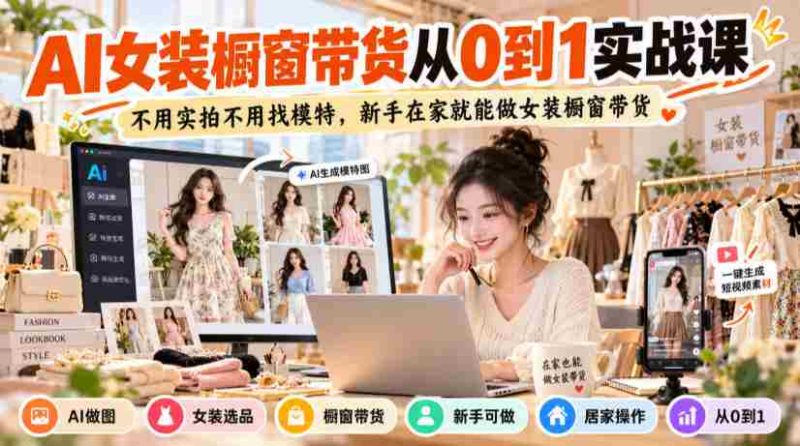 从零起步,AI助力女装橱窗直播带货攻略:无需实拍,无需模特,新手轻松在家开启电商之旅-一起发