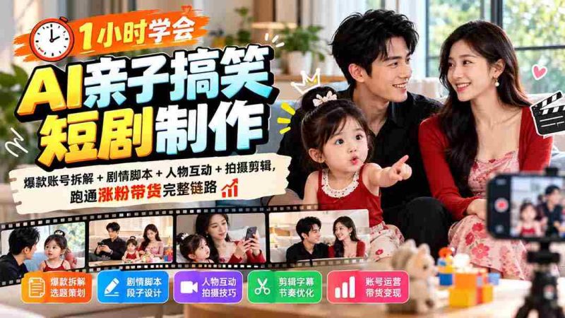轻松掌握AI亲子喜剧制作秘诀:揭秘爆款账号秘籍,剧情脚本攻略,互动人物打造,拍摄剪辑全教程,打造粉丝增长与带货一网打尽攻略-一起发