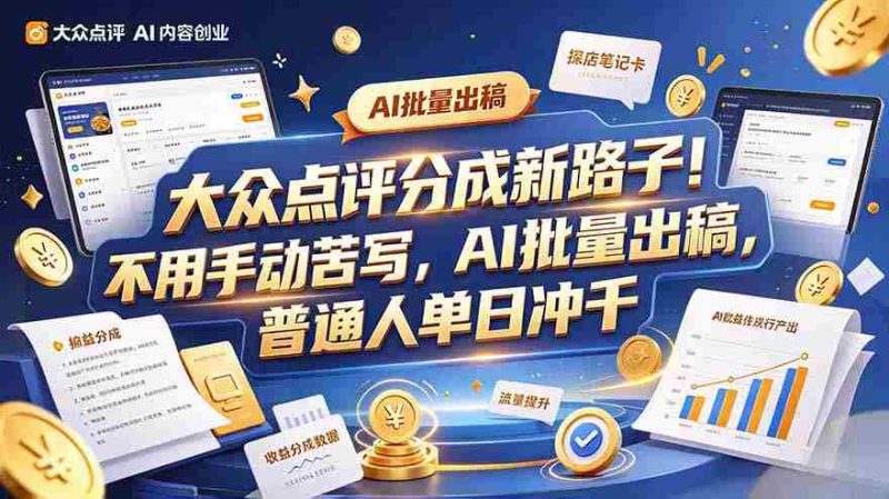 探索大众点评副业新趋势:巧用工具提升效率,轻松批量记笔记,每日收入轻松破千-一起发
