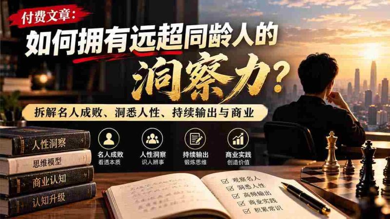 解锁洞察力秘诀:超越同龄,剖析名流得失,深挖人性本质,不断创作与商业实战之道-一起发