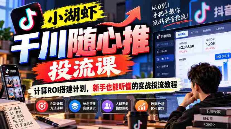 千川投放课程揭秘:小湖虾带你轻松计算ROI,新手必备的实战投流攻略-一起发