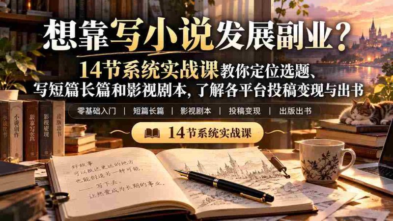 零水印秘籍】小说副业梦想成真!14堂实战课程助你精准选题,短篇长篇一网打尽,影视剧本轻松上手,揭秘平台投稿变现与出版之道-一起发