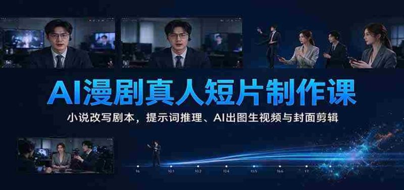 AI漫剧真人短片制作课:小说改写剧本,提示词推理、AI出图生视频与封面剪辑-一起发