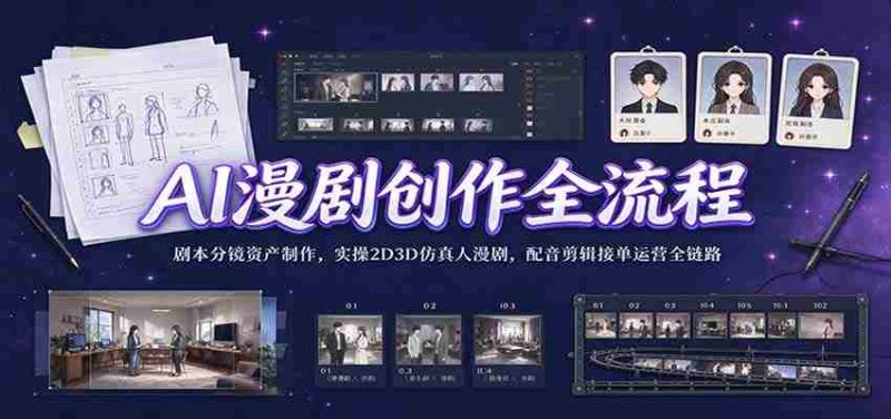 揭秘AI助力下的漫剧制作全过程:从剧本到分镜,再到2D3D仿真人制作,配音剪辑,接单运营,一网打尽全产业链实操技巧-一起发