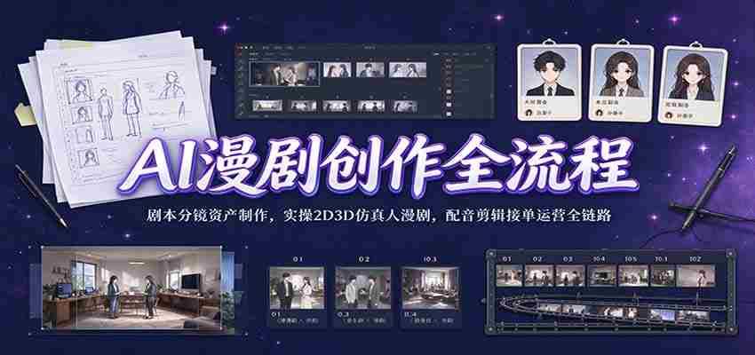 揭秘AI助力下的漫剧制作全过程：从剧本到分镜，再到2D3D仿真人制作，配音剪辑，接单运营，一网打尽全产业链实操技巧-一起发
