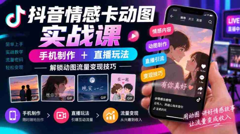 揭秘抖音情感动图制作与直播营销之道,手机操作轻松实现流量变现-一起发