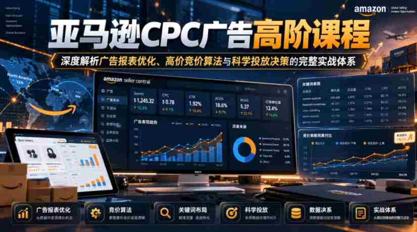 亚马逊CPC广告高阶课程,深度解析广告报表优化、高价竞价算法与科学投放决策的完整实战体系