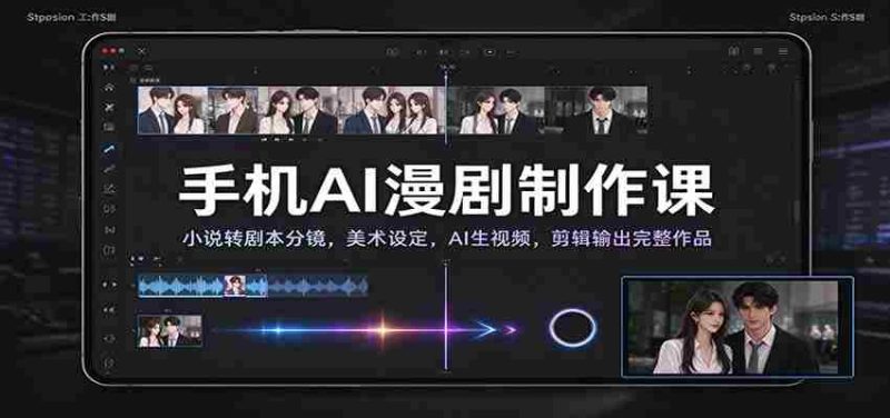 手机AI漫剧制作课:小说转剧本分镜,美术设定,AI生视频,剪辑输出完整作品-一起发