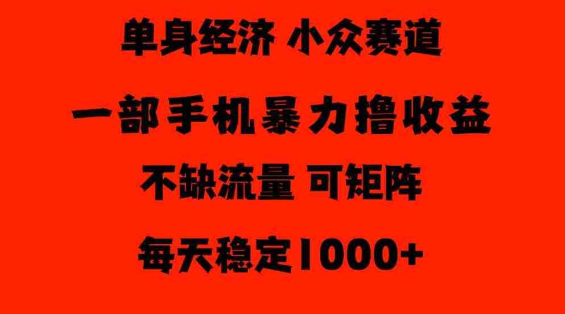 揭秘:长达26年独闯单身经济市场,日均收益500至1000元,流量充沛,冷门领域门槛低,新手也能轻松驾驭-一起发