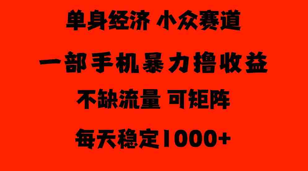 揭秘：长达26年独闯单身经济市场，日均收益500至1000元，流量充沛，冷门领域门槛低，新手也能轻松驾驭-一起发