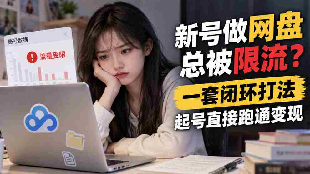新号做网盘总被限流?一套闭环打法,起号直接跑通变现