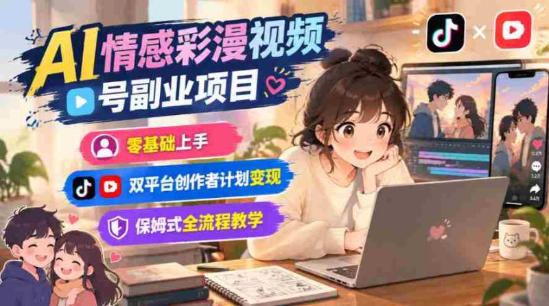 轻松开启AI情感彩漫副业,新手也能轻松掌握!双平台创作者盈利攻略,一站式保姆级教程助力变现-一起发