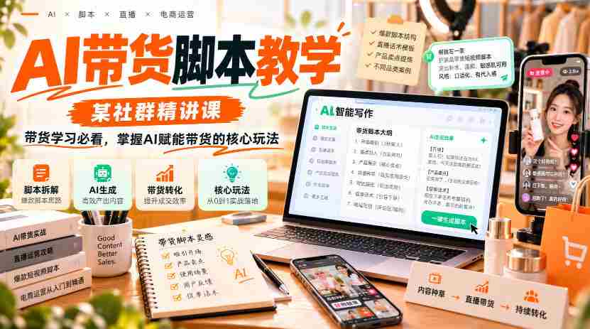 AI带货脚本教学,某社群精讲课,带货学习必看,掌握AI赋能带货的核心玩法