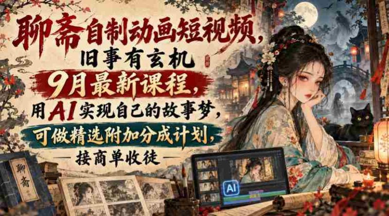 揭秘聊斋传说动画短视频创作课程:9月新班开课,AI助力打造个人故事,享精选作品分成与商单、收徒机遇-一起发
