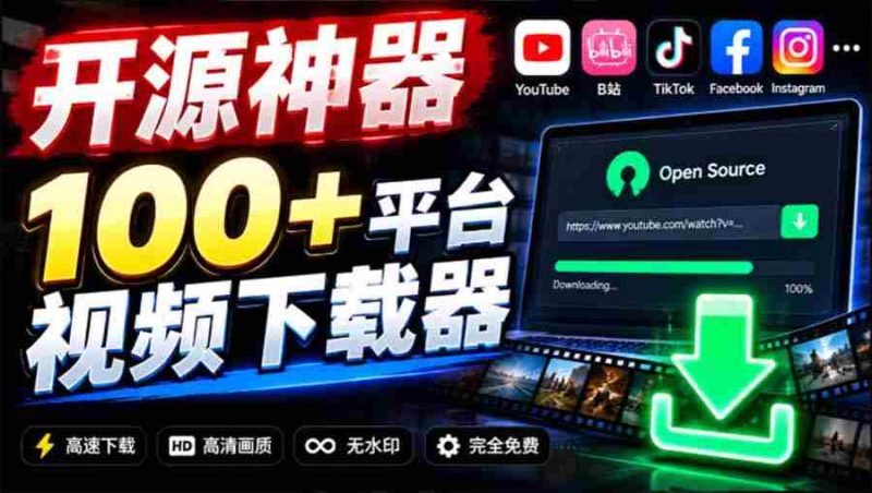 YouTube、B站超100+平台视频免费下载, 超级好用,多平台免费开源热门视频下载器 ytDownloader-一起发