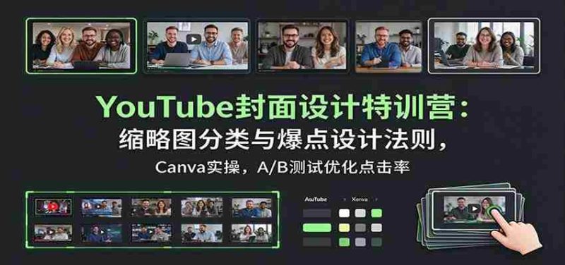 YouTube封面设计特训营:缩略图分类与爆点设计法则,Canva实操,A/B测试优化点击率-一起发