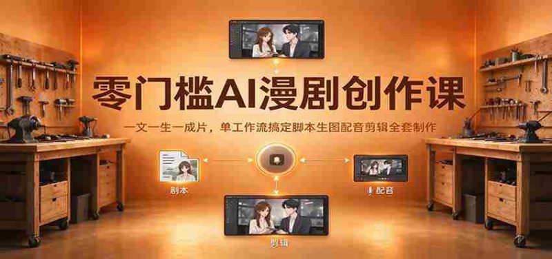 零门槛AI漫剧创作课:一文一生一成片,单工作流搞定脚本生图配音剪辑全套制作-一起发