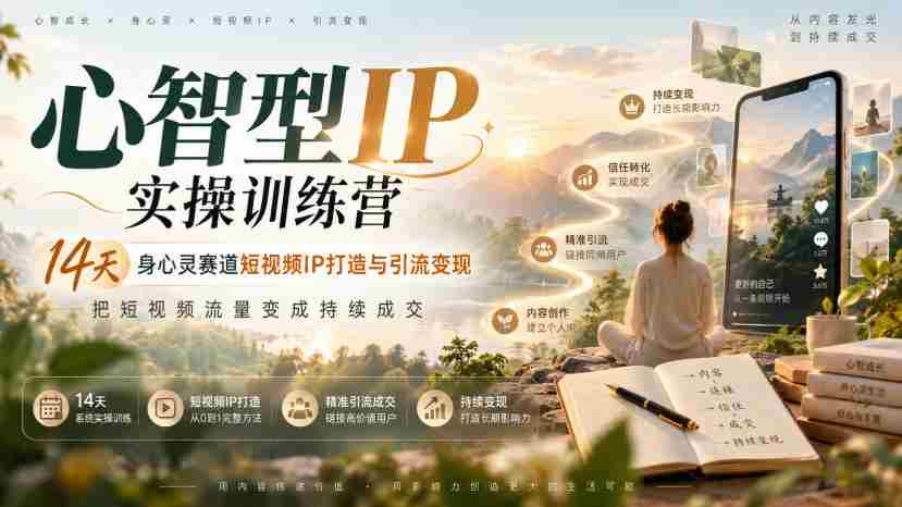 心智型IP实操训练营|14天身心灵赛道短视频IP打造与引流变现,把短视频流量变成持续成交