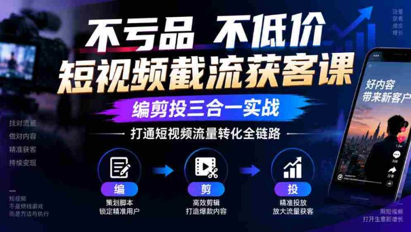 短视频截流神器:零成本不降价,剪辑投放一网打尽,全面掌握流量转化闭环-一起发