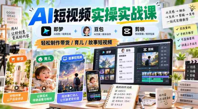 探索AI短视频制作之道:梦+豆包+剪映联手,轻松打造带货/育儿/故事内容-一起发