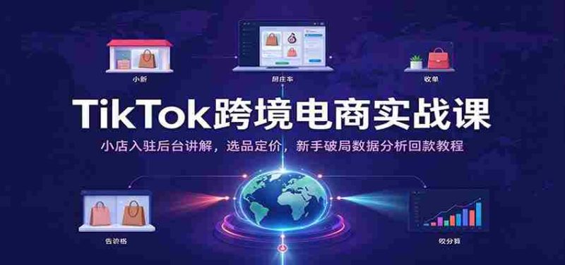 TikTok跨境电商实战课：小店入驻后台讲解，选品定价，新手破局数据分析回款教程-一起发