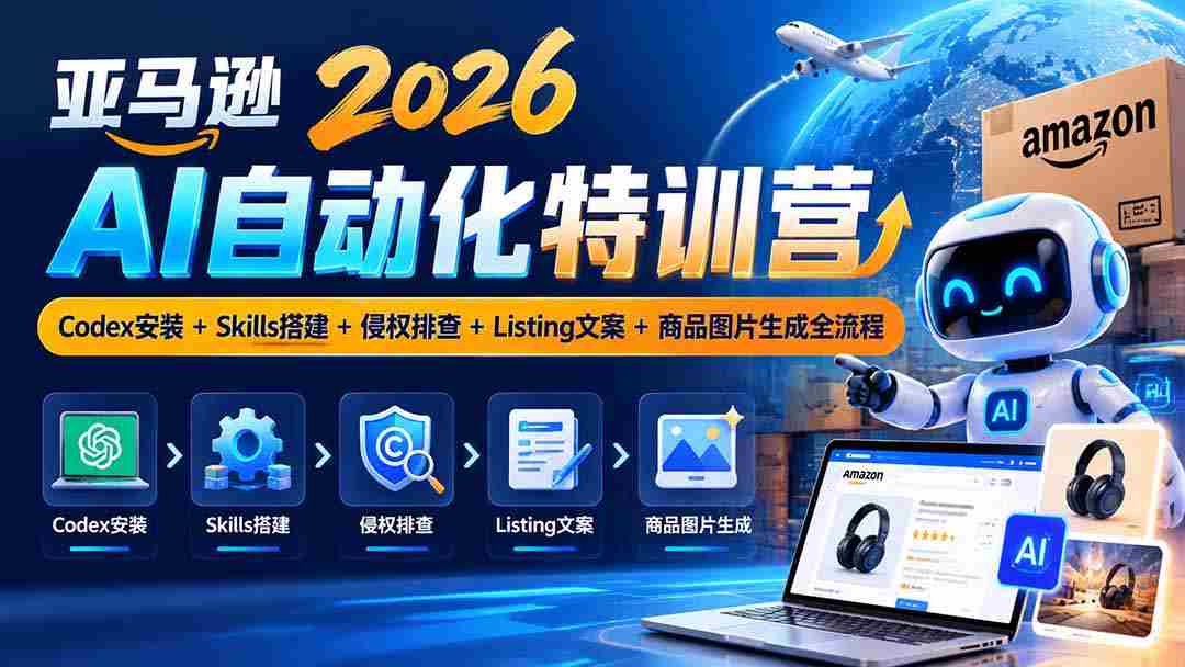 2026年亚马逊AI自动化高峰，10月特训营来袭：Codex一键安装，Skills轻松搭建，侵权风险全面排查，Listing文案与商品图片制作全攻略！-一起发