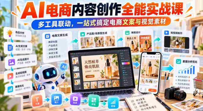 【无水印】AI电商内容创作全能实战课|多工具联动,一站式搞定电商文案与视觉素材-一起发