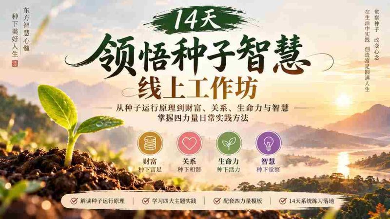 14天领悟种子智慧线上工作坊|从种子运行原理到财富、关系、生命力与智慧,掌握四力量日常实践方法-一起发