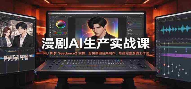 漫剧AI生产实战课:MJ 即梦 Seedance2 实操,剪辑修图音频制作,搭建完整漫剧工作流-一起发