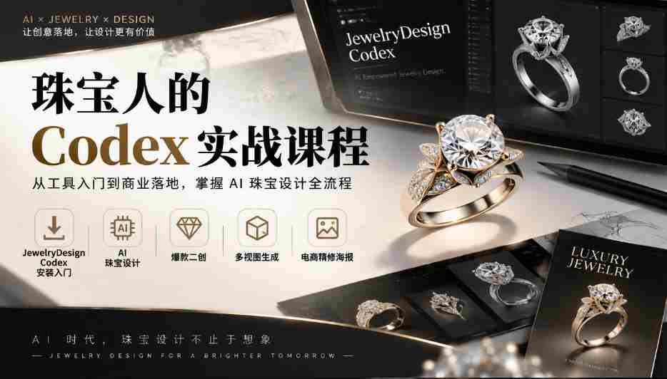 珠宝设计师的实战秘籍：从Codex安装到AI设计，爆款创意与多视角海报制作全攻略-一起发