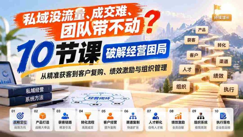 突破私域困境:10堂课程助你轻松拓客、提升业绩,团队高效管理全方位解锁-一起发