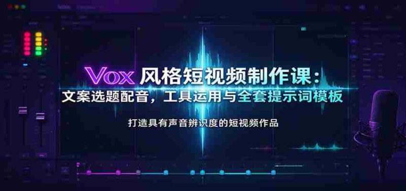 Vox风格短视频制作课:文案选题配音,工具运用与全套提示词模板-一起发