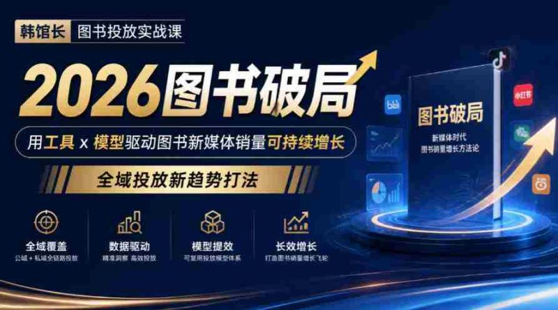 2026年图书市场破局攻略:韩馆长教你用工具与模型引爆新媒体销量,探索全域投放新策略-一起发