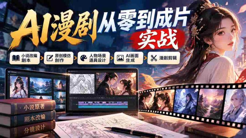 从零开始打造AI动漫:小说改编剧本、原创风格创作、角色场景道具构思、AI图像制作及动漫剪辑实战攻略-一起发