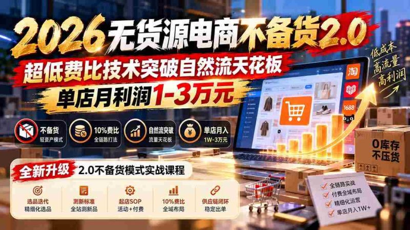 2026年无库存电商新篇章:无需备货2.0版震撼来袭,技术革新突破成本极限,单店月赚轻松过万-一起发