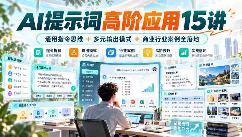 AI提示词高阶应用15讲|通用指令思维+多元输出模式+商业行业案例全落地