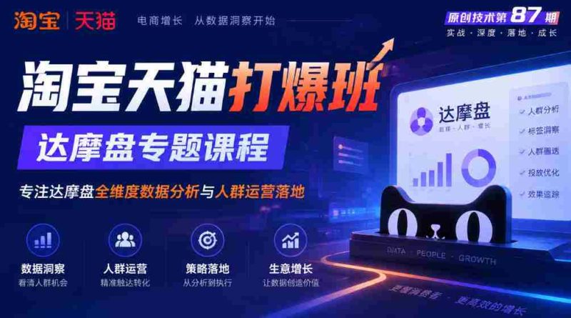 达摩盘解析与应用:淘宝天猫独门秘籍,第87期专题课程深度解析全维度数据分析与精准人群运营策略-一起发