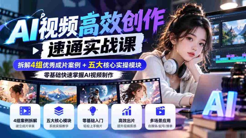 高清无痕】AI视频制作快速上手攻略:剖析四大精品作品,五大实战模块,小白也能轻松精通!-一起发