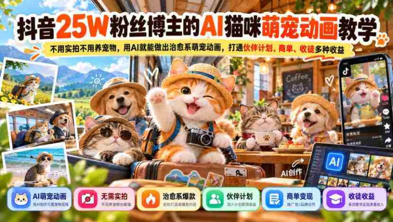 AI助力抖音达人打造25万粉丝萌宠动画:无需实拍与养宠,一招解锁商业盈利新路径-一起发