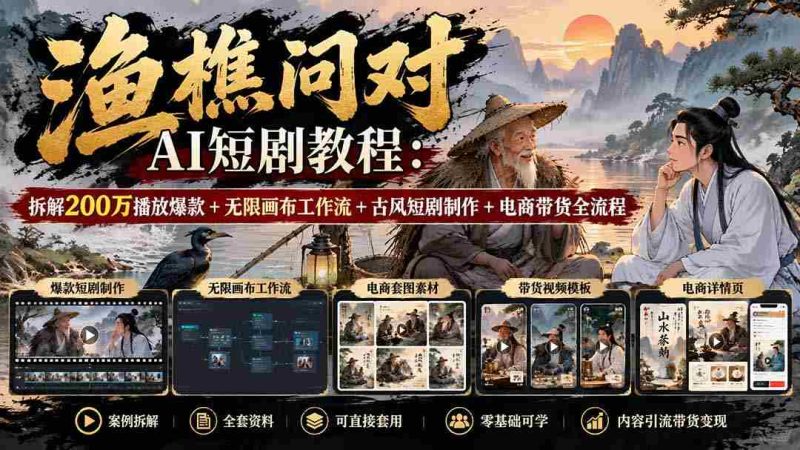 揭秘无水印AI短剧制作攻略:解锁200万播放爆款秘诀,探索无限画布与古风短剧创作,电商带货流程一网打尽-一起发