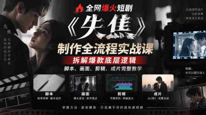失焦》短剧制作揭秘:深度解析爆款精髓,从脚本到成片,全方位实战教程!-一起发