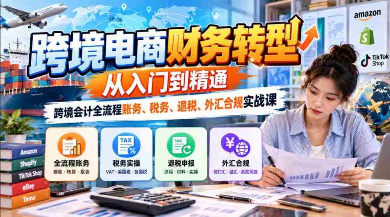 深入解析跨境电商财务升级:新手至高手的跨越之旅——全方位跨境会计实务课程,涵盖账务、税务、退税与外汇合规-一起发