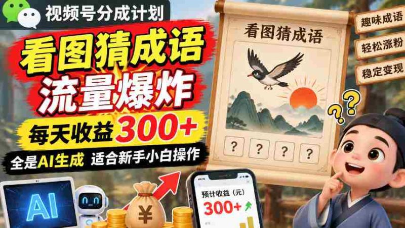 揭秘:图解成语短视频分成攻略,流量激增日入超300,AI制作轻松上手零难度-一起发