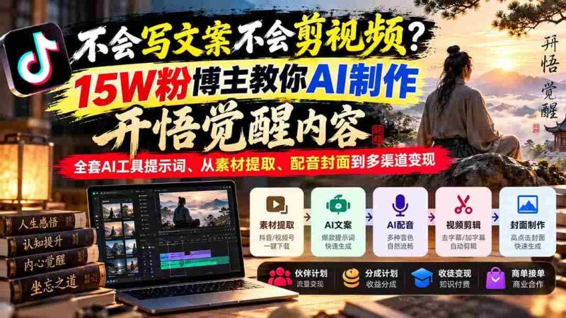零基础也能轻松上手！AI文案与视频制作大揭秘：15万粉丝博主亲授技巧，教你一网打尽全流程！-一起发