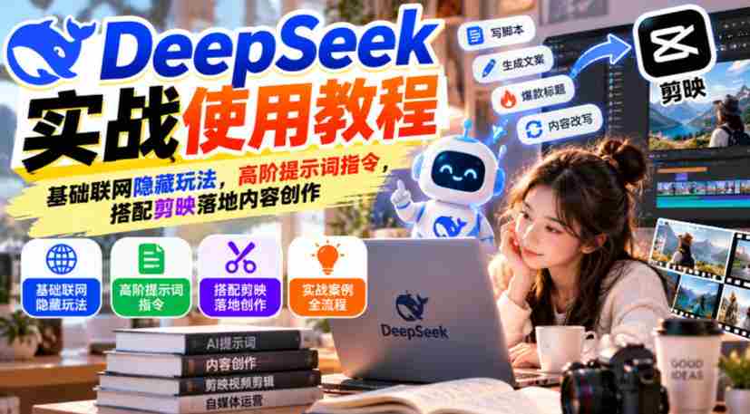 DeepSeek实战使用教程|基础联网隐藏玩法,高阶提示词指令,搭配剪映落地内容创作