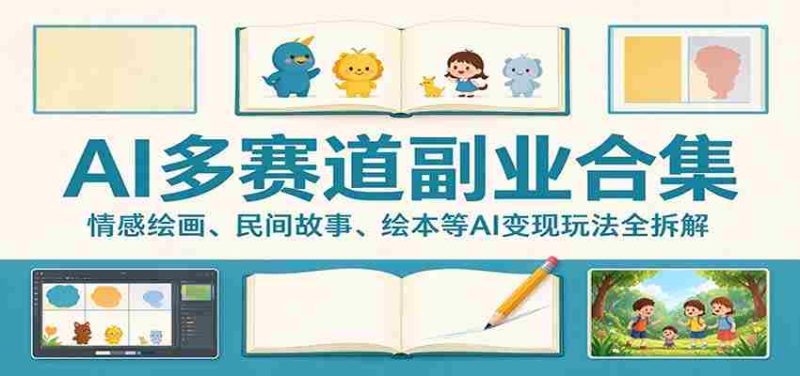 AI多赛道副业合集:情感绘画、民间故事、绘本等AI变现玩法全拆解-一起发