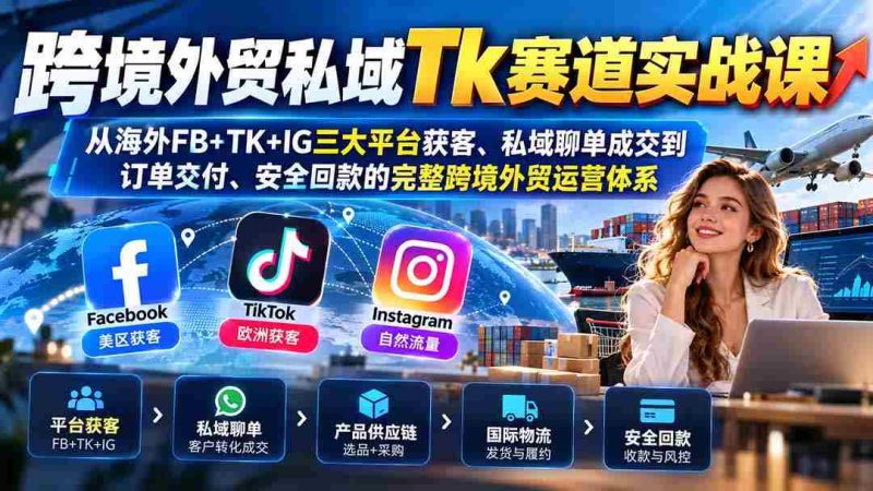 全球跨境电商私域Tk实操攻略:全方位解析FB、TK、IG三平台引流、私域沟通至订单完成及安全收款的一站式外贸运营策略-一起发