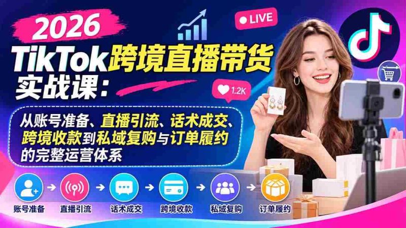 2026年TikTok国际直播销售实战指南:全方位解析账号搭建、直播吸粉、沟通成交、跨国结算及私域维护与订单执行的运营攻略-一起发