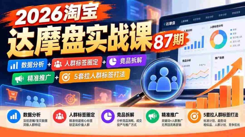 2026淘宝达摩盘实战课87期:数据分析+人群标签圈定+竞品拆解+精准推广+5套拉人群标签打法-一起发