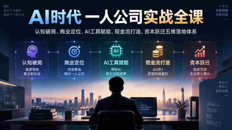 AI时代一人公司实战全课|认知破局、商业定位、AI工具赋能、现金流打造、资本跃迁五维落地体系-一起发
